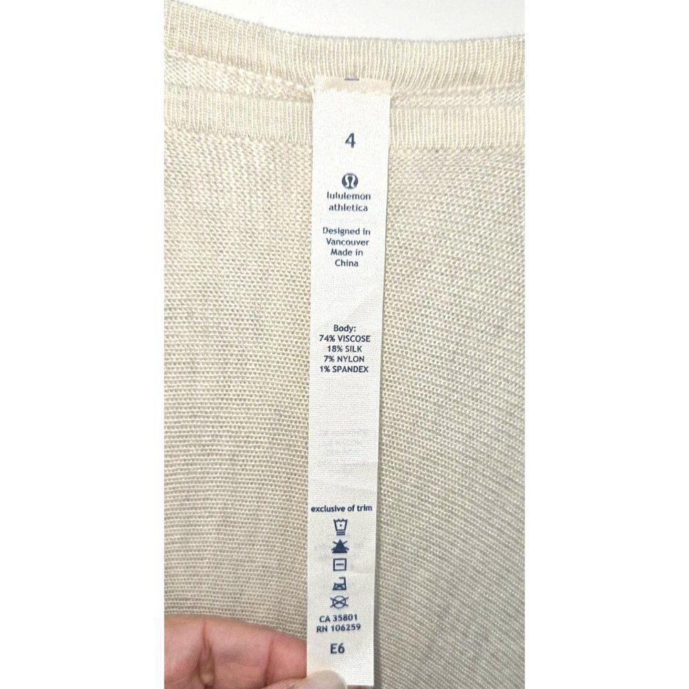 Lululemon Athletica HiLo Knit Top Sz 4 Oversized Cream Ribbed Long Sleeves RARE - Picture 5 of 8